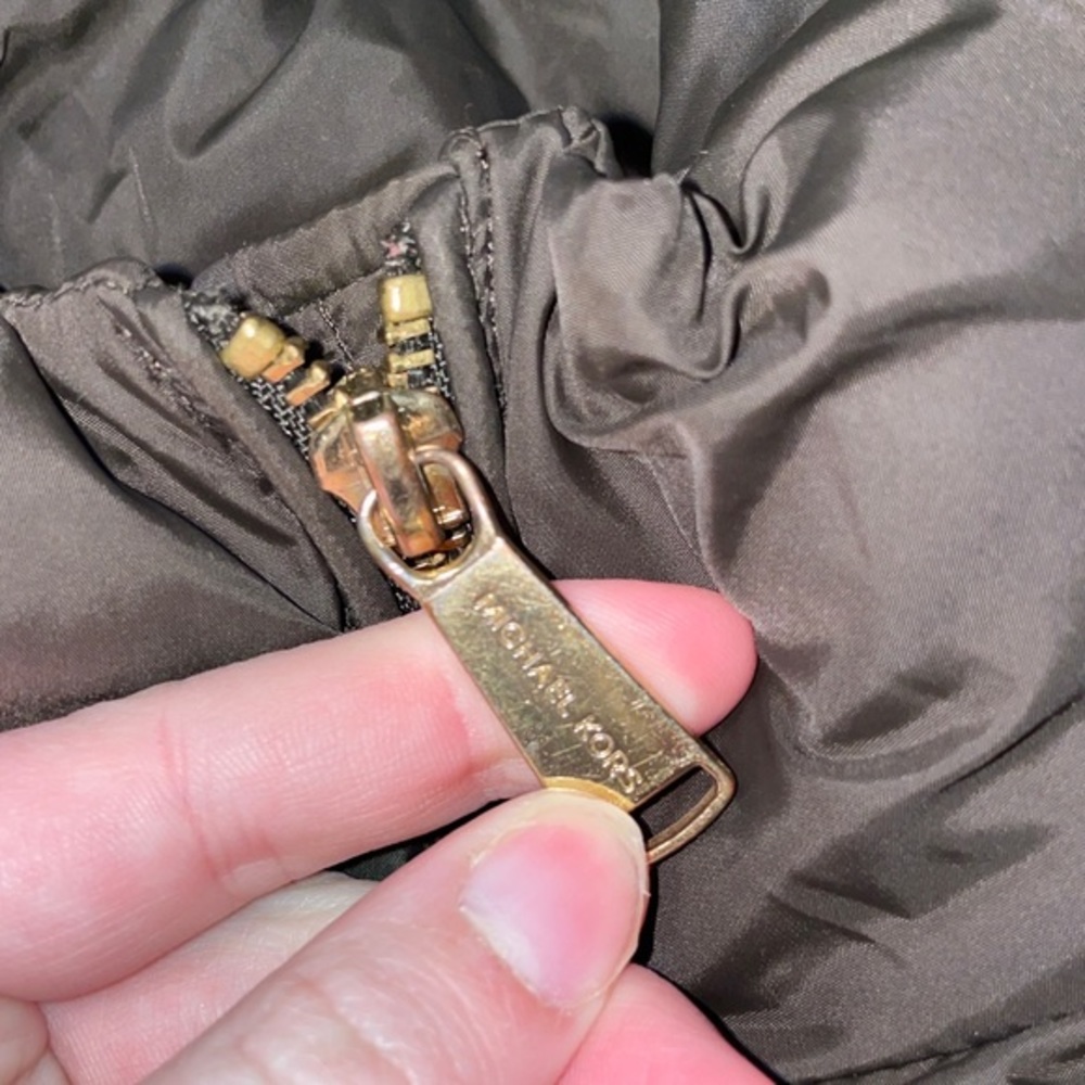 Michael Kors Hooded Packable Puffer Coat Olive Green Women’s Small Winter Jacket - Picture 4 of 5